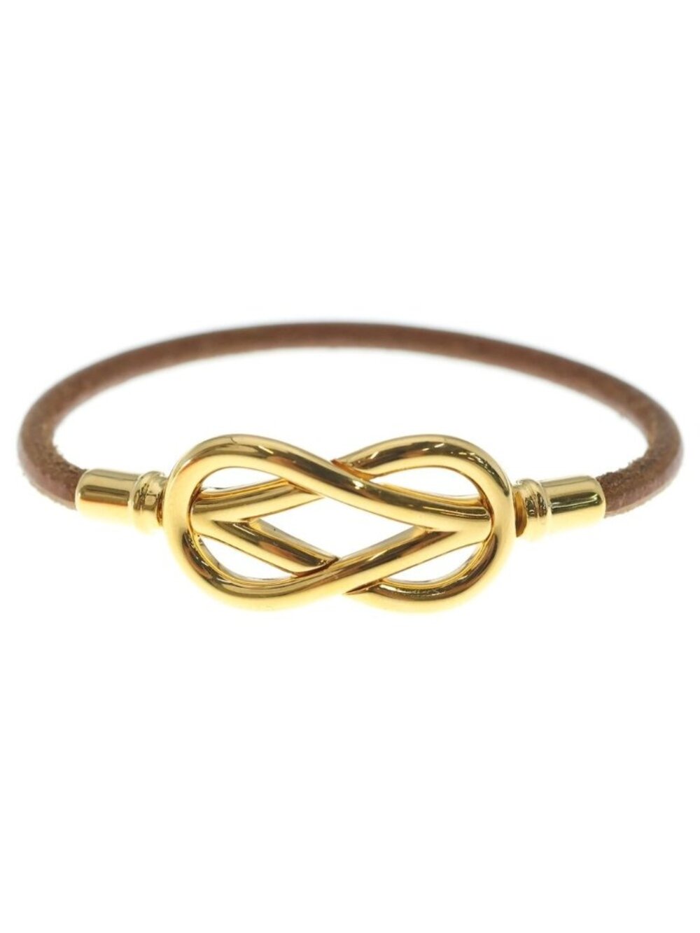 Hermes Atame Bracelet Leather Gold Brown